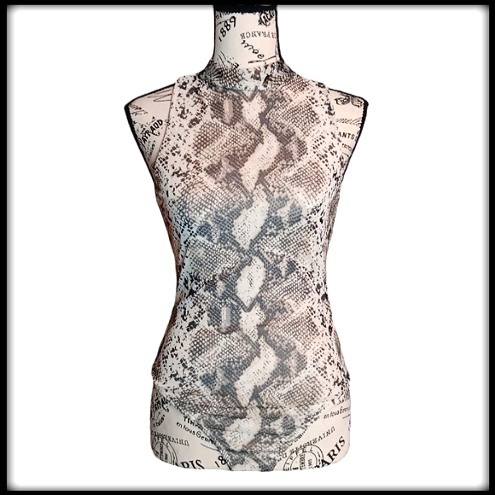 Mikey & Joey Snakeskin Sleeveless Mock Neck Body Suit Size Med